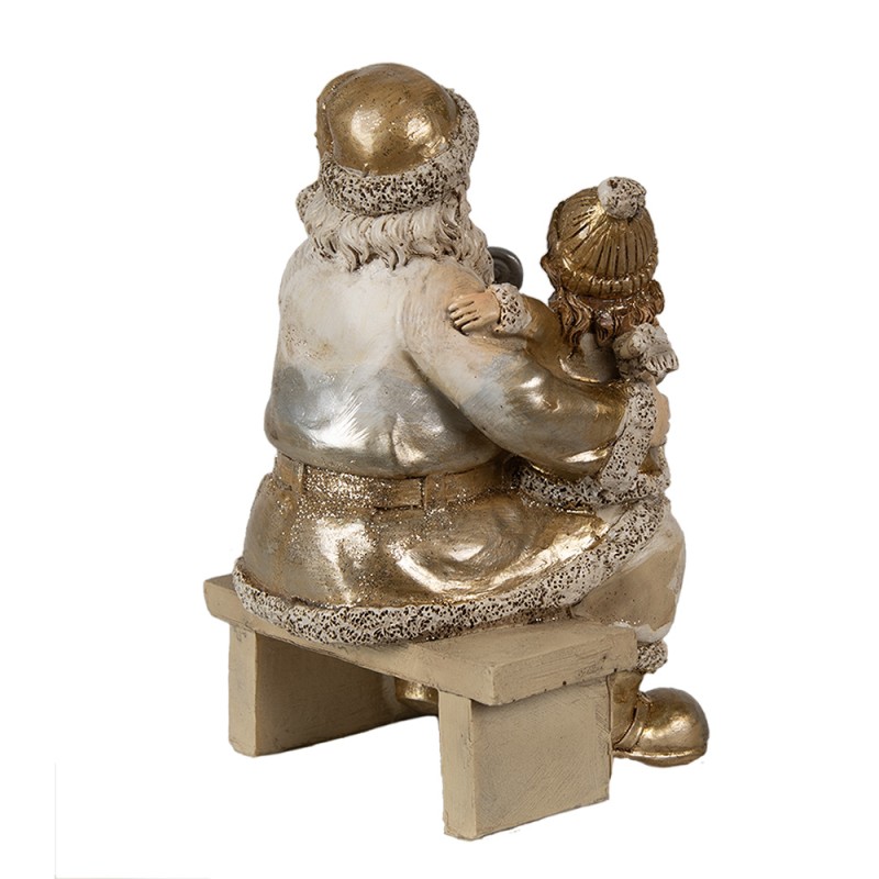 Clayre & Eef Figurine Père Noël 17 cm Couleur or Polyrésine