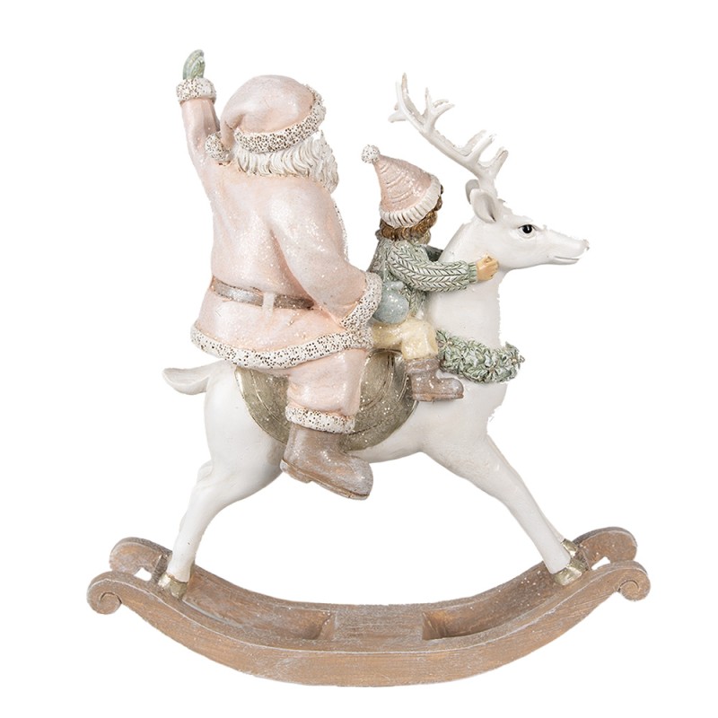 Clayre & Eef Figurine Santa Claus 21x8x23 cm Pink White Polyresin