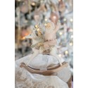 Clayre & Eef Figurine Santa Claus 21x8x23 cm Pink White Polyresin