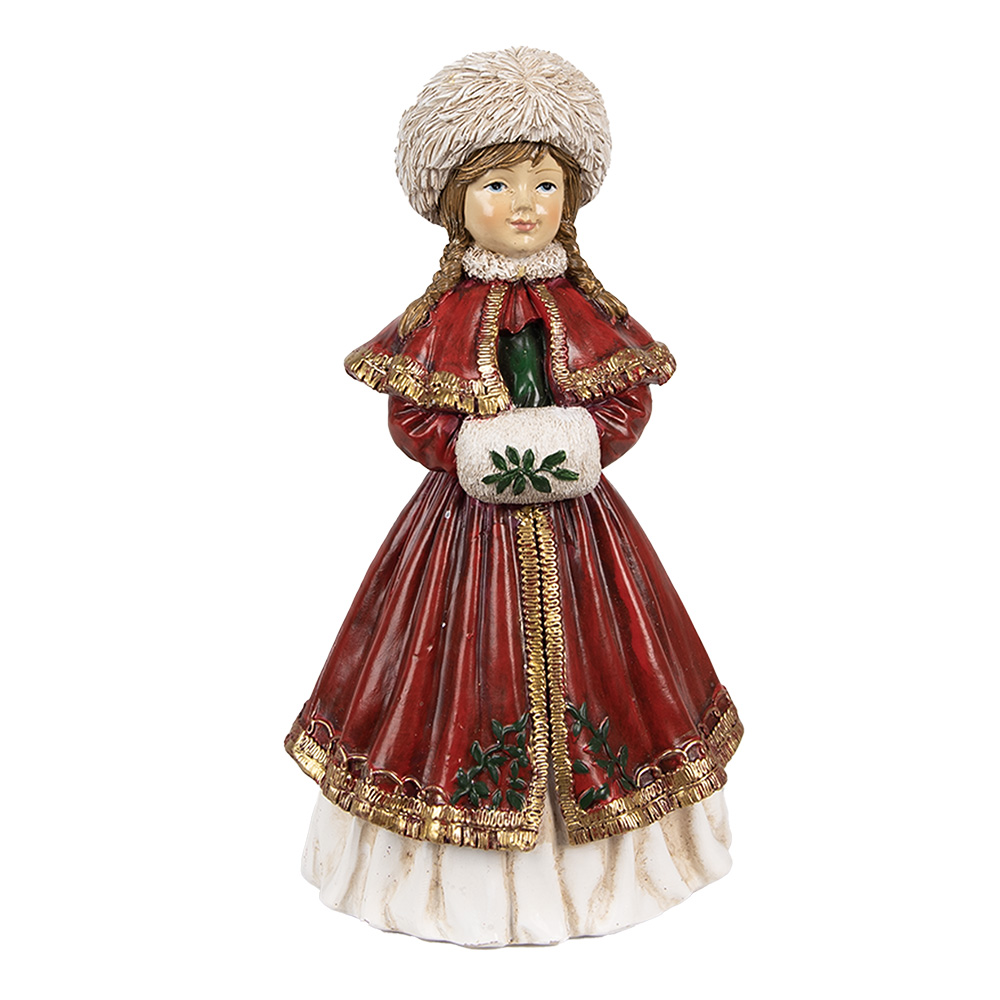 Clayre & Eef Beeld Meisje 9x7x17 cm Rood Polyresin afbeelding 1