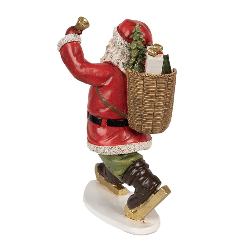 Clayre & Eef Beeld Kerstman 14x11x20 cm Rood Polyresin