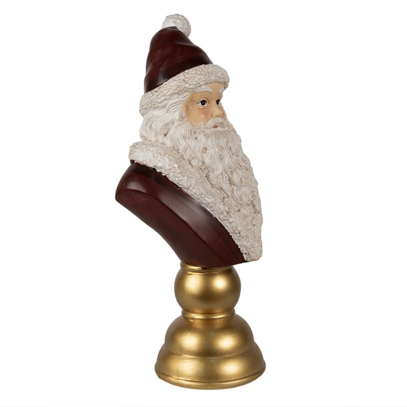 Clayre & Eef Bust Santa Claus 19x15x40 cm Red Polyresin