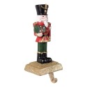 Clayre & Eef Calzino Natalizio con gancio Schiaccianoci 11x10x25 cm Rosso Verde  Poliresina