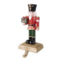 Clayre & Eef Calzino Natalizio con gancio Schiaccianoci 11x10x25 cm Rosso Verde  Poliresina
