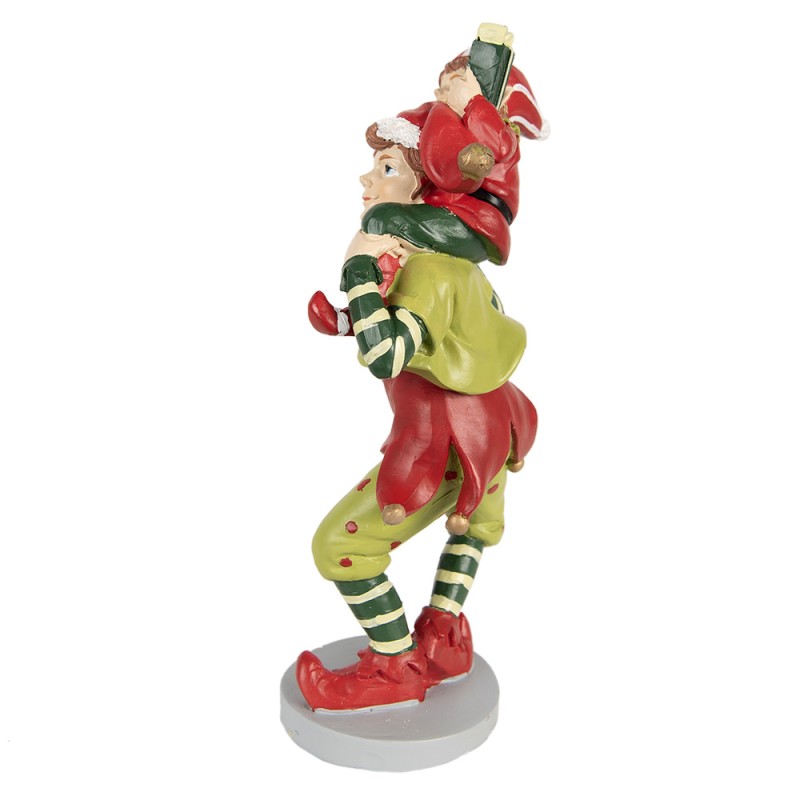 Clayre & Eef Christmas Decoration Figurine Elf 19 cm Red Green Polyresin