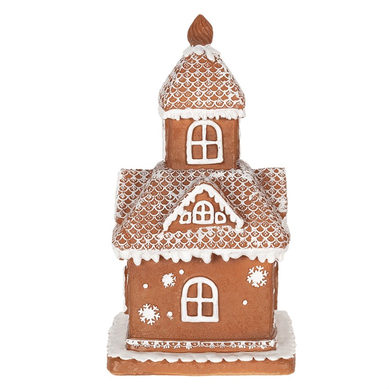 Clayre & Eef Lebkuchenhaus mit LED Haus 25 cm Braun Polyresin