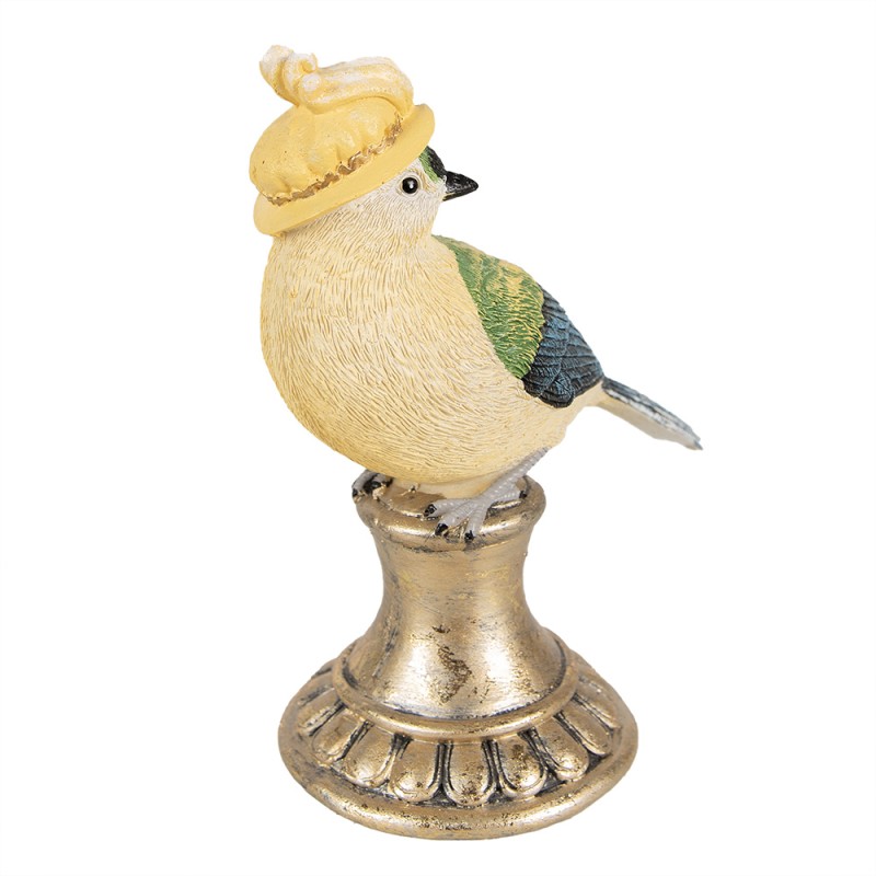 Clayre & Eef Decoratie Beeld Vogel 17 cm Blauw Geel Polyresin