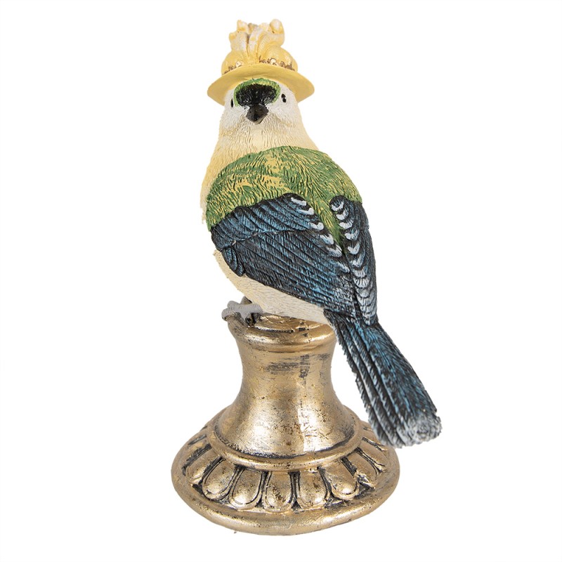 Clayre & Eef Decoratie Beeld Vogel 17 cm Blauw Geel Polyresin