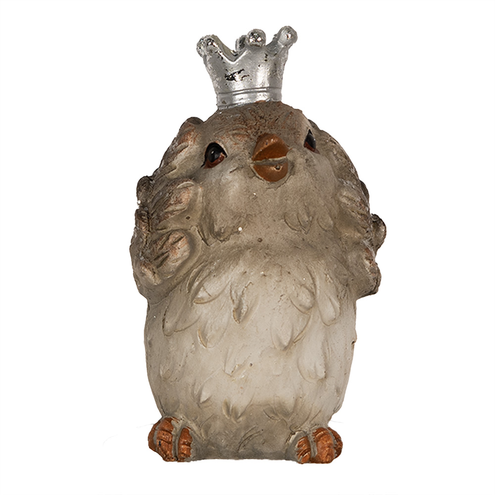 Clayre&Eef Decoratie Beeld Vogel 8 cm Beige Polyresin afbeelding