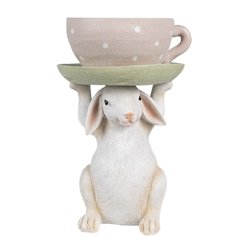 Clayre & Eef Statuetta Coniglio 24 cm Beige Rosa  Poliresina