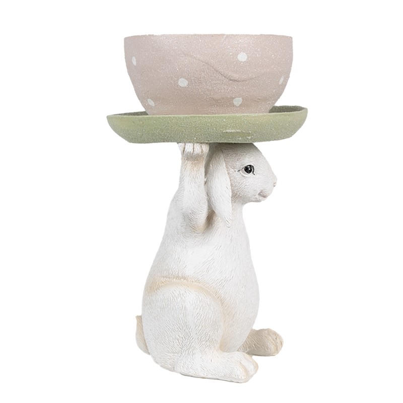 Clayre & Eef Statuetta Coniglio 24 cm Beige Rosa  Poliresina