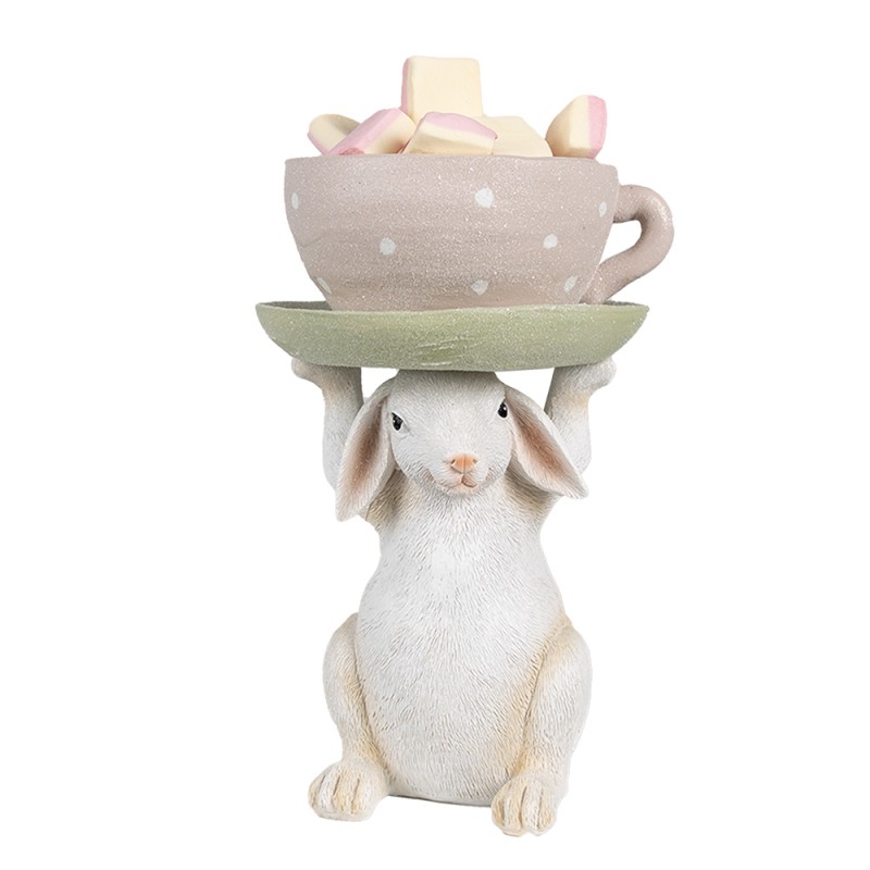 Clayre & Eef Statuetta Coniglio 24 cm Beige Rosa  Poliresina