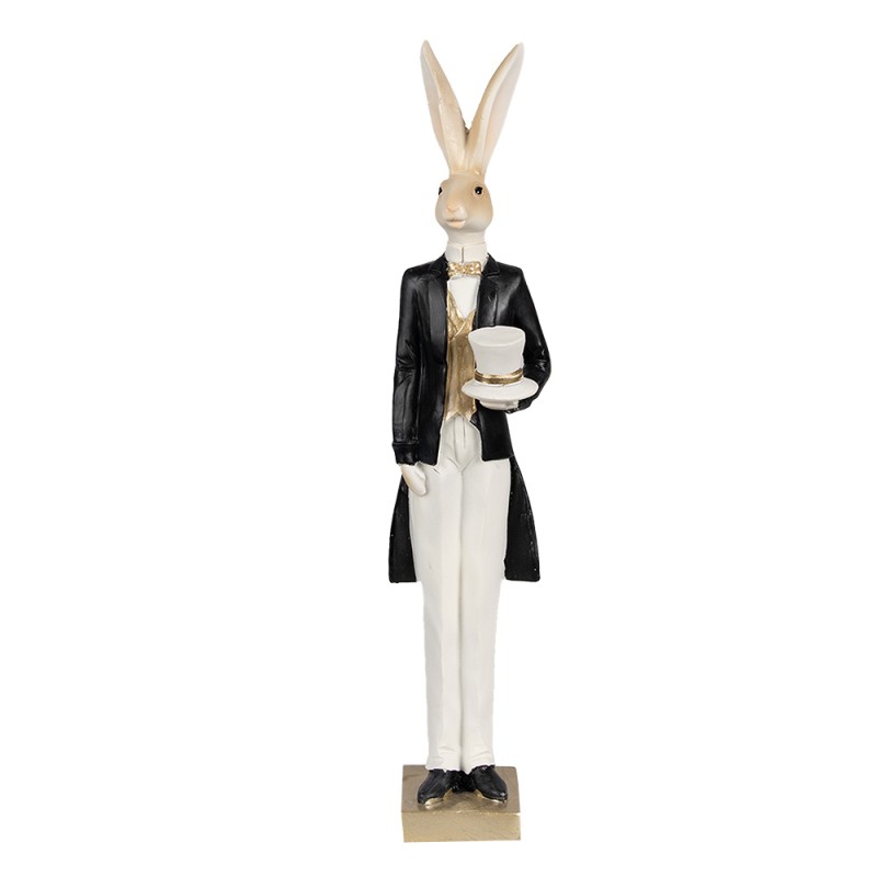 Clayre & Eef Figur Kaninchen 32 cm Beige Schwarz Polyresin