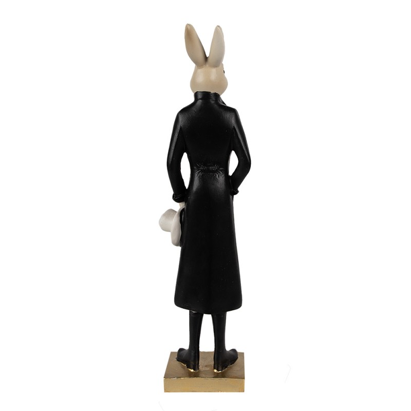 Clayre & Eef Figurine Lapin 34 cm Beige Noir Polyrésine