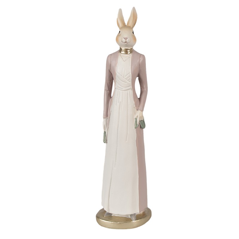 Clayre & Eef Statuetta Coniglio 28 cm Beige Rosa  Poliresina