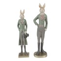 Clayre & Eef Figur Kaninchen 20 cm Beige Grün Polyresin