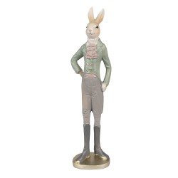 Clayre & Eef Figurine Lapin 40 cm Beige Vert Polyrésine