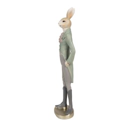 Clayre & Eef Figurine Lapin 40 cm Beige Vert Polyrésine