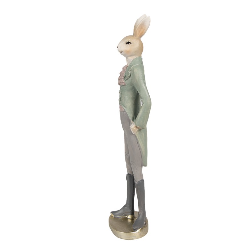 Clayre & Eef Beeld Konijn 40 cm Beige Groen Polyresin