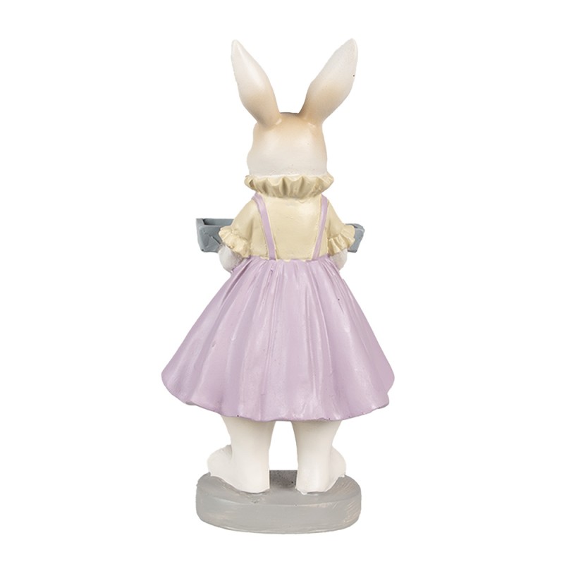 Clayre & Eef Figurine Lapin 10x8x20 cm Marron Violet Polyrésine