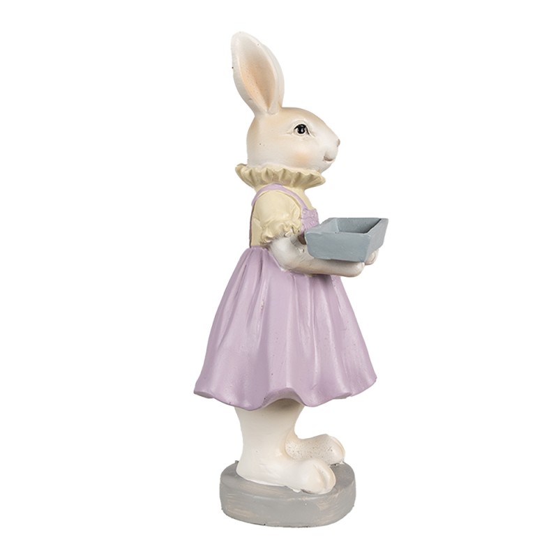 Clayre & Eef Figurine Lapin 10x8x20 cm Marron Violet Polyrésine