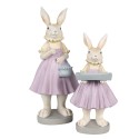 Clayre & Eef Figurine Lapin 10x8x20 cm Marron Violet Polyrésine