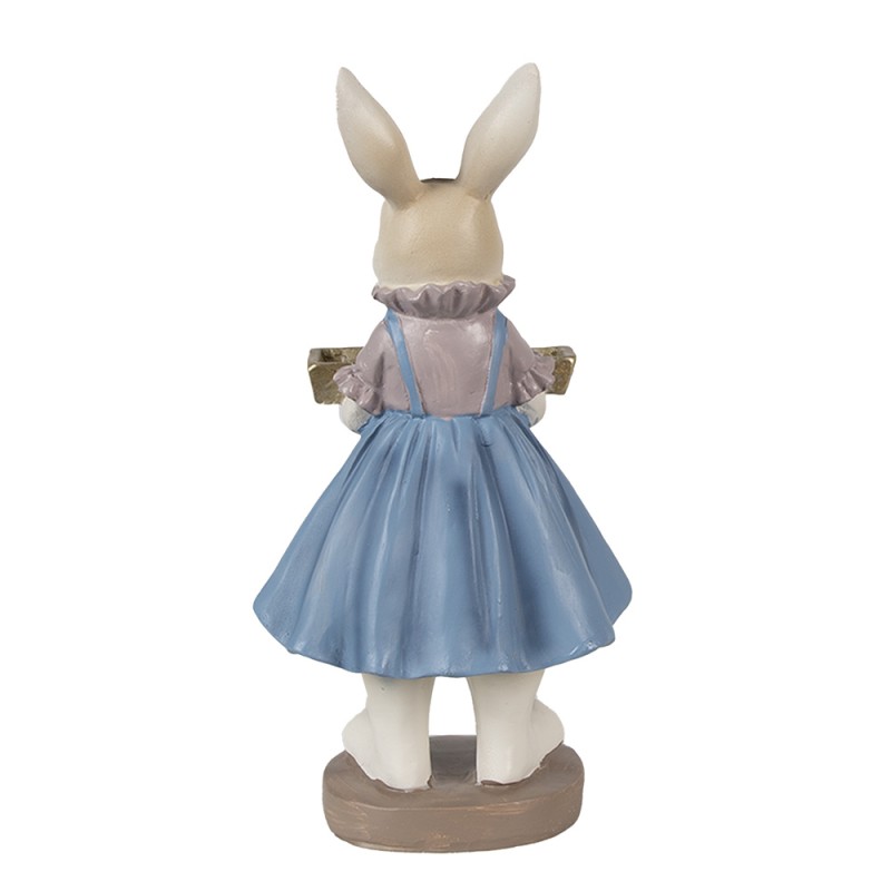 Clayre & Eef Figur Kaninchen 10x8x20 cm Beige Blau Polyresin