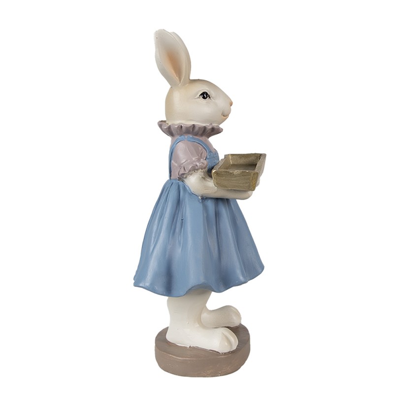 Clayre & Eef Figur Kaninchen 10x8x20 cm Beige Blau Polyresin