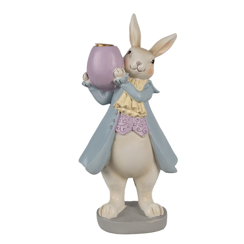 Clayre & Eef Figurine Rabbit 10x8x20 cm Beige Blue Polyresin