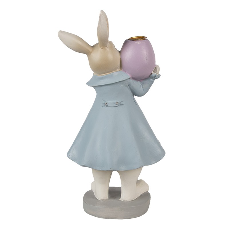 Clayre & Eef Figurine Rabbit 10x8x20 cm Beige Blue Polyresin