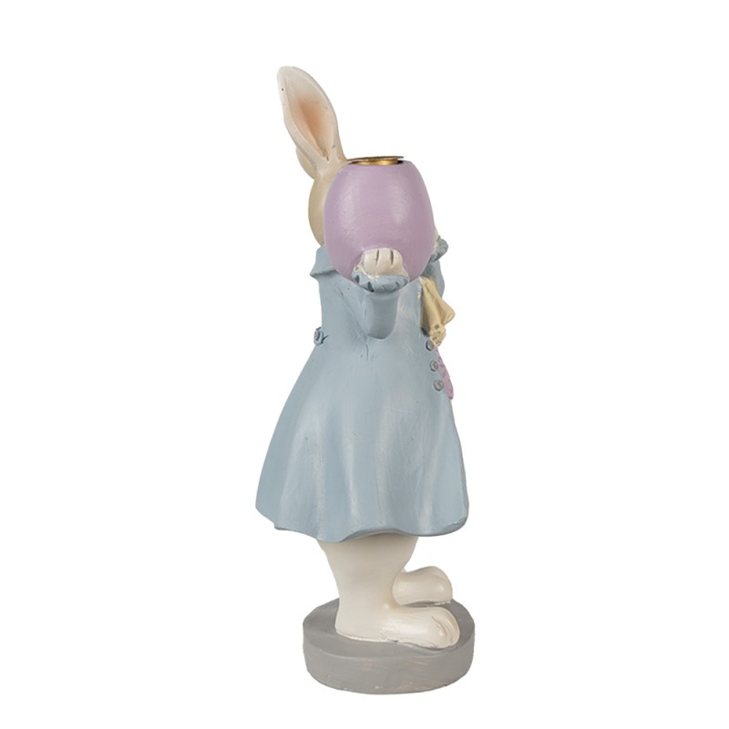 Clayre & Eef Figurine Rabbit 10x8x20 cm Beige Blue Polyresin