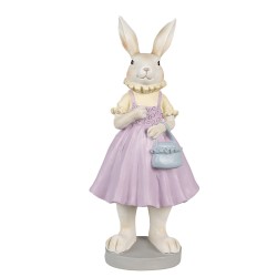 Clayre & Eef Figurine Rabbit 12x10x27 cm Brown Purple Polyresin