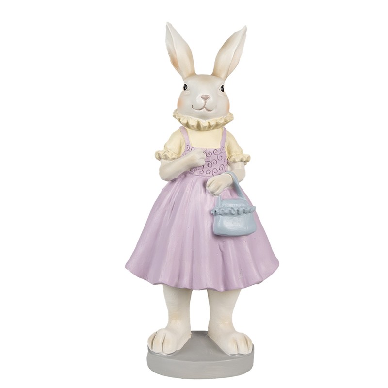 Clayre & Eef Statuetta Coniglio 12x10x27 cm Marrone Viola Poliresina