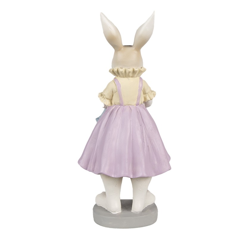 Clayre & Eef Statuetta Coniglio 12x10x27 cm Marrone Viola Poliresina