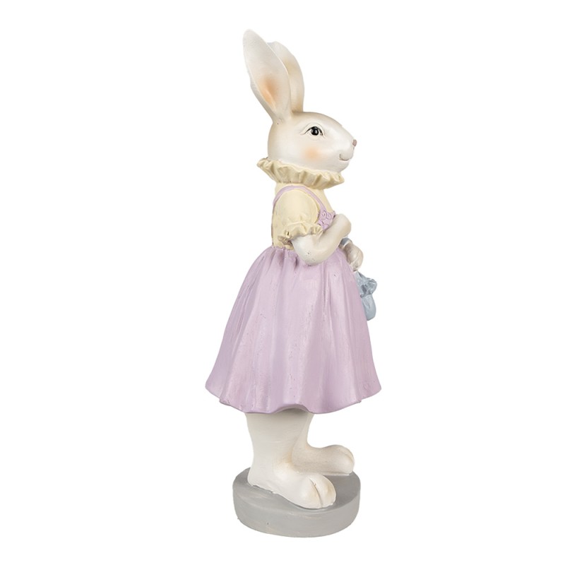Clayre & Eef Statuetta Coniglio 12x10x27 cm Marrone Viola Poliresina