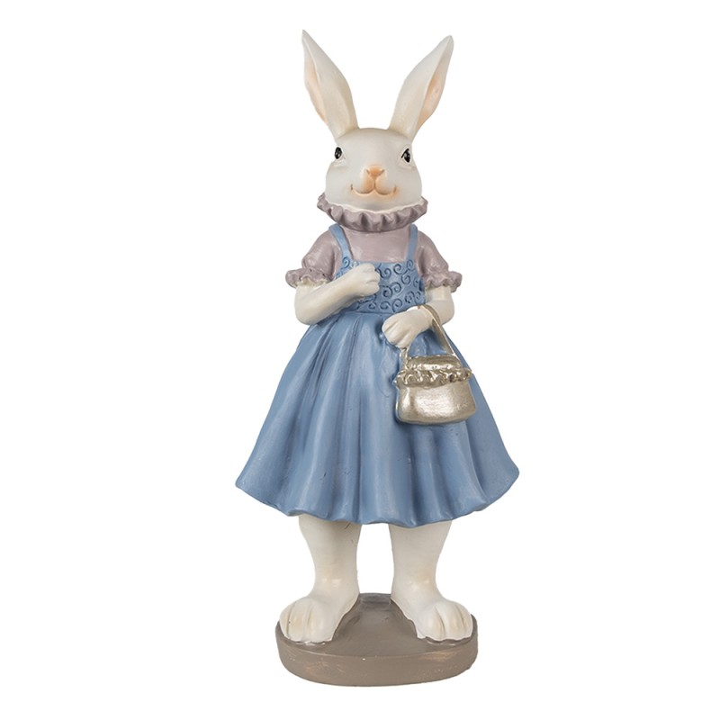Clayre & Eef Figurine Lapin 12x10x27 cm Beige Bleu Polyrésine