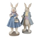 Clayre & Eef Figurine Lapin 12x10x27 cm Beige Bleu Polyrésine
