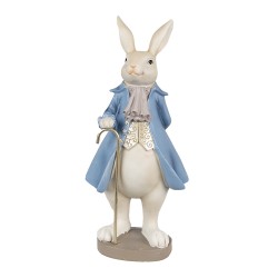 Clayre & Eef Figurine Rabbit 12x9x26 cm Beige Blue Polyresin