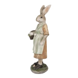 Clayre & Eef Figurine Lapin 25 cm Marron Vert Polyrésine