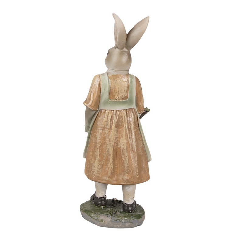 Clayre & Eef Statuetta Coniglio 25 cm Marrone Verde  Poliresina
