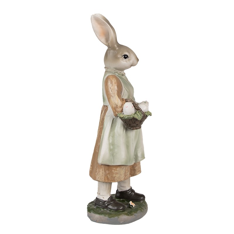 Clayre & Eef Statuetta Coniglio 25 cm Marrone Verde  Poliresina