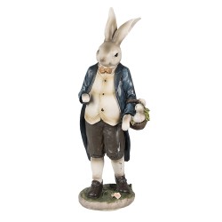 Clayre & Eef Statuetta Coniglio 25 cm Marrone Blu  Poliresina