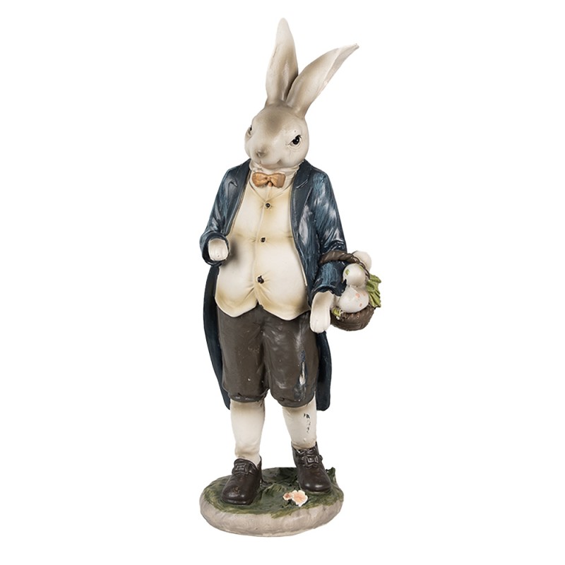 Clayre & Eef Statuetta Coniglio 25 cm Marrone Blu  Poliresina