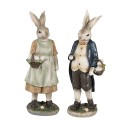 Clayre & Eef Statuetta Coniglio 25 cm Marrone Blu  Poliresina