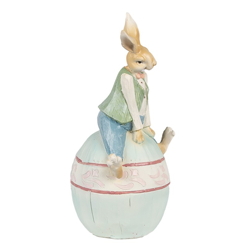 Clayre & Eef Figur Kaninchen 31 cm Braun Blau Polyresin