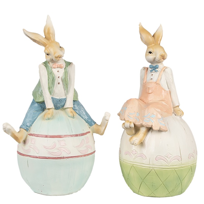 Clayre & Eef Figurine Rabbit 24 cm Brown Green Polyresin