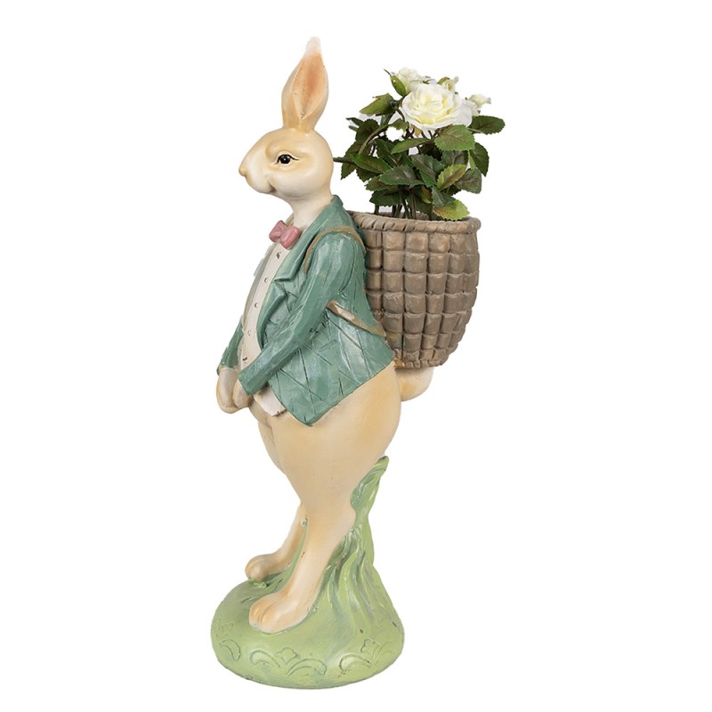 Clayre & Eef Figurine Lapin 30 cm Marron Vert Polyrésine