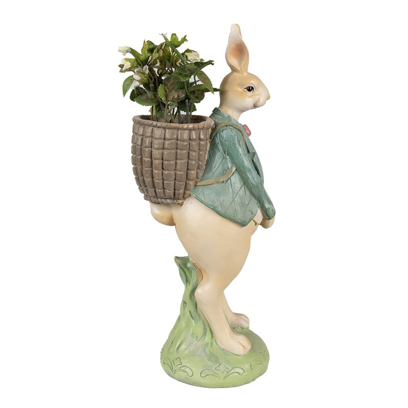 Clayre & Eef Figurine Lapin 30 cm Marron Vert Polyrésine