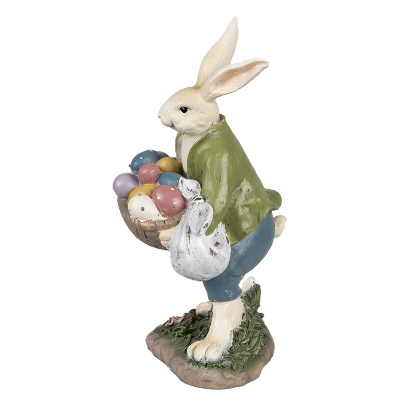 Clayre & Eef Statuetta Coniglio 32 cm Beige Verde Poliresina