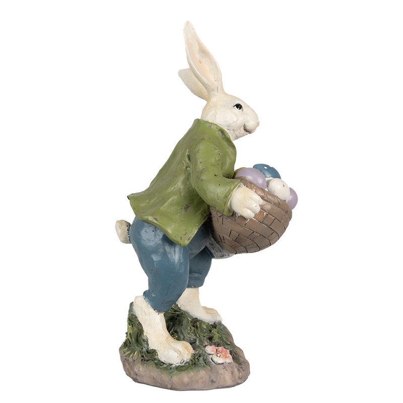 Clayre & Eef Statuetta Coniglio 32 cm Beige Verde Poliresina
